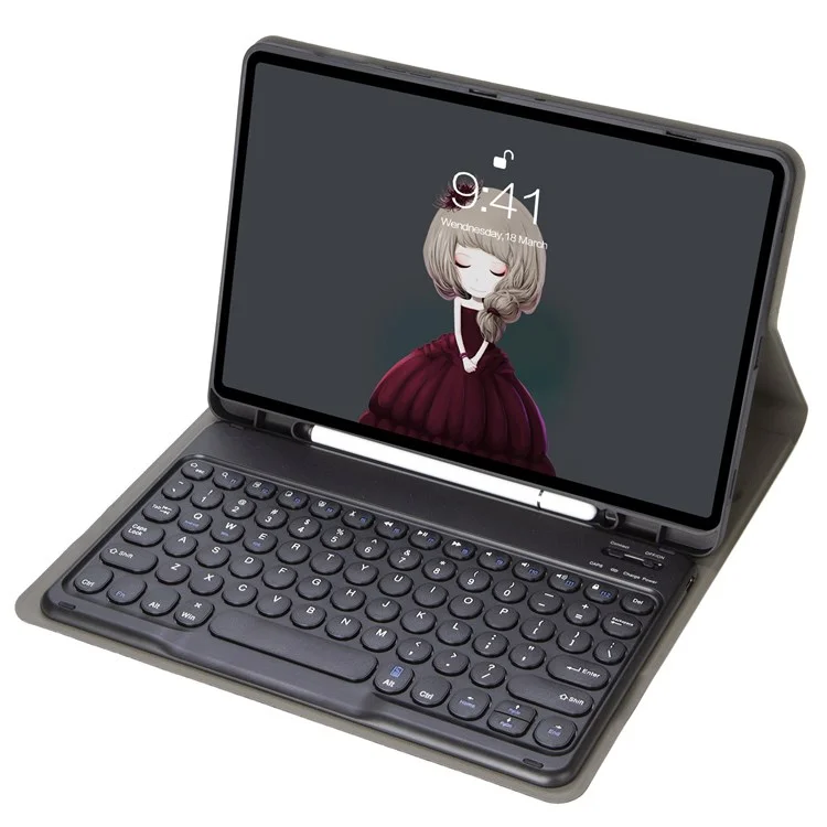 YA700B Bluetooth-compatible Keyboard Leather  Case with Pen Slot for Samsung Galaxy Tab S8 11-inch 2021 (X700 / X706) / S7 11-inch (T870 / T875) - Black