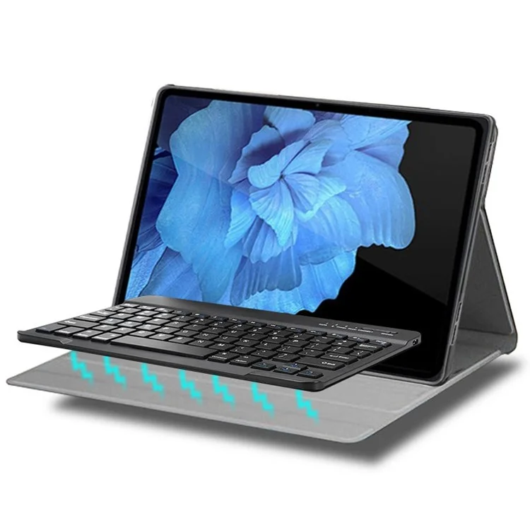 Detachable Bluetooth-compatible Keyboard Case for Oppo Pad 11 inch Ultra-Thin Protective Cover Adjustable Stand Leather Case - Black