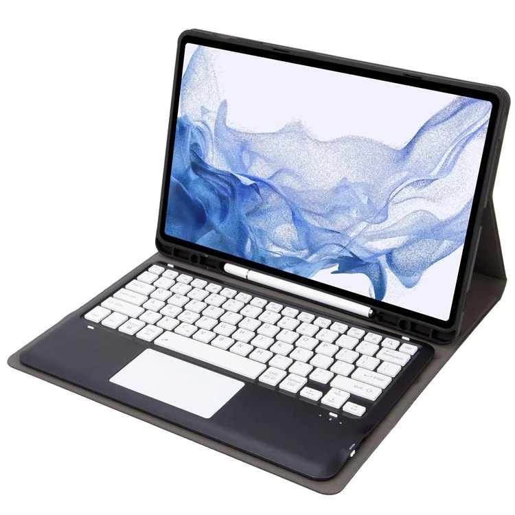 T800B-A Per Samsung Galaxy Tab S8+ X800 / S7+ T970 / S7 FE T730 Custodia rimovibile con tastiera Bluetooth con touchpad - Nero