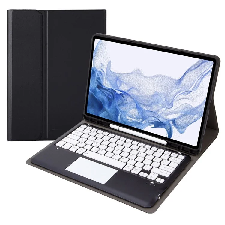 T800B-A Per Samsung Galaxy Tab S8+ X800 / S7+ T970 / S7 FE T730 Custodia rimovibile con tastiera Bluetooth con touchpad - Nero