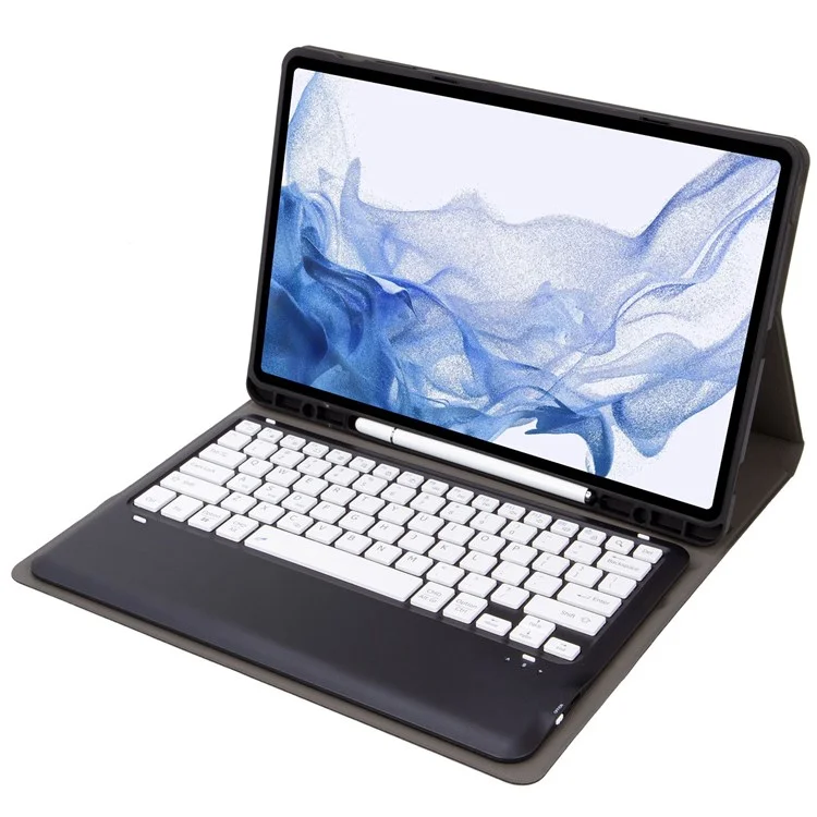 Capa de Teclado Bluetooth T800B para Samsung Galaxy Tab S8+ X800 / S7+ T970 / S7 FE T730 com Suporte para Caneta - Preto