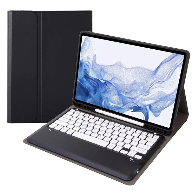 Capa de Teclado Bluetooth T800B para Samsung Galaxy Tab S8+ X800 / S7+ T970 / S7 FE T730 com Suporte para Caneta - Preto