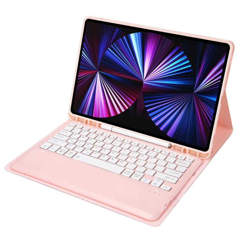 C12B For iPad Pro 12.9 (2018) / (2020) / (2021) Bluetooth-compatible Keyboard Leather Case with Detachable Design - Pink