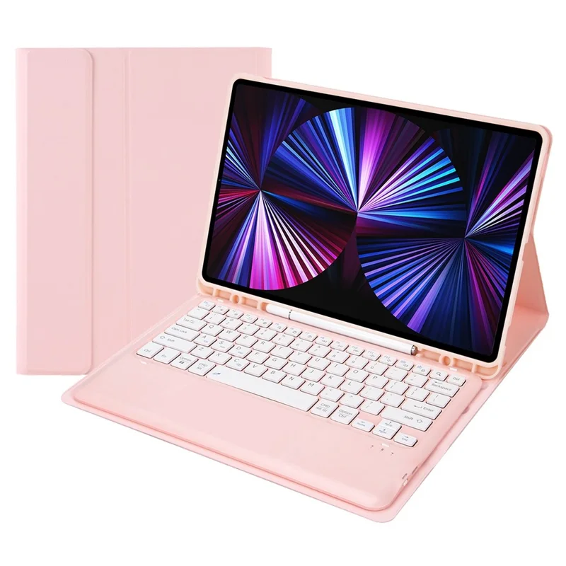 C12B For iPad Pro 12.9 (2018) / (2020) / (2021) Bluetooth-compatible Keyboard Leather Case with Detachable Design - Pink