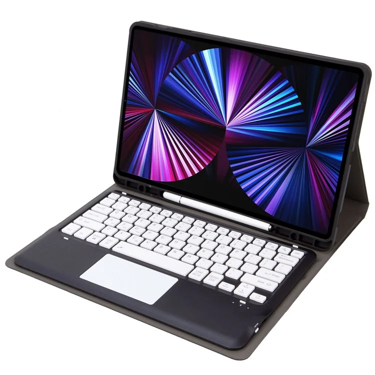 T12B-A For iPad Pro 12.9 (2018) / (2020) / (2021) Detachable Bluetooth-compatible Keyboard Case with Touchpad - Black