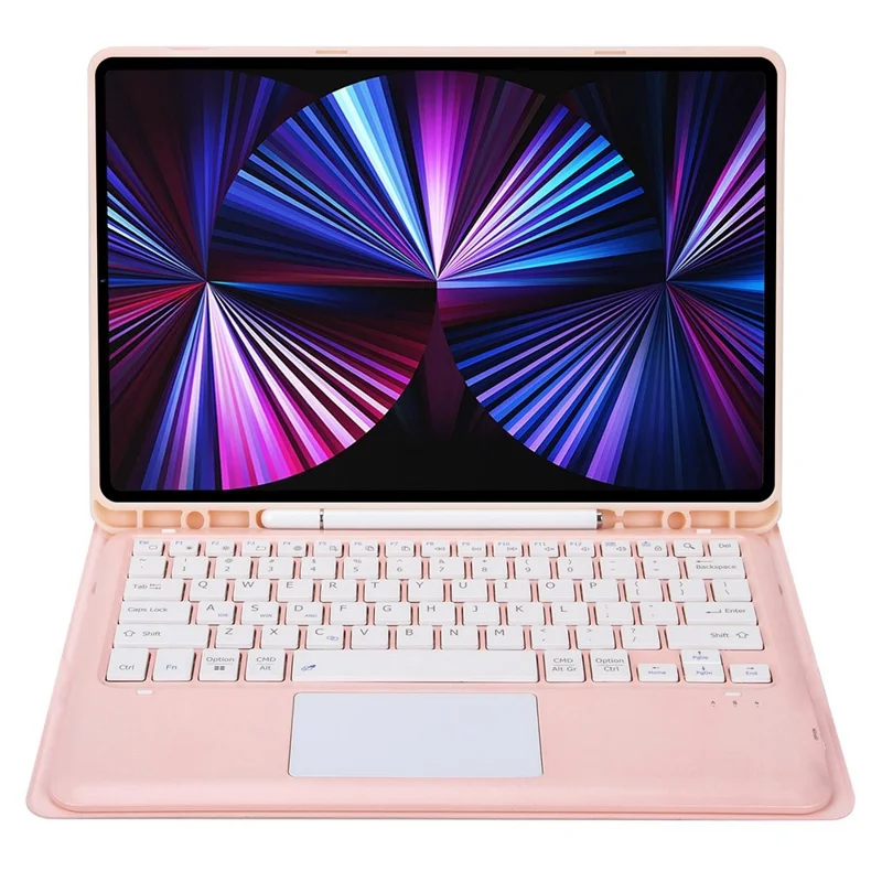 T12B-A For iPad Pro 12.9 (2018) / (2020) / (2021) Detachable Bluetooth-compatible Keyboard Case with TouchPad - Pink
