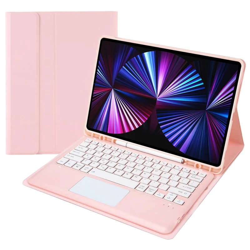T12B-A For iPad Pro 12.9 (2018) / (2020) / (2021) Detachable Bluetooth-compatible Keyboard Case with TouchPad - Pink