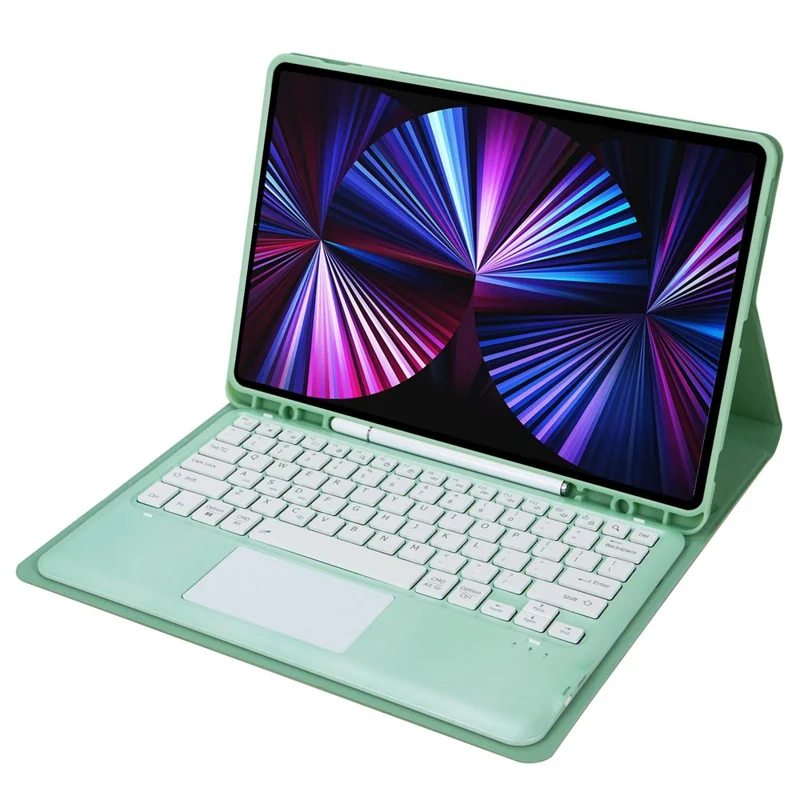 T12B-A For iPad Pro 12.9 (2018) / (2020) / (2021) Detachable Bluetooth-compatible Keyboard Case with TouchPad - Light Green