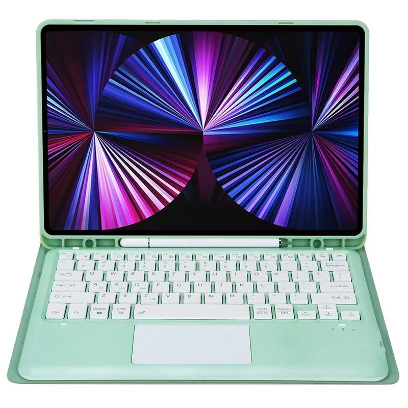 T12B-A For iPad Pro 12.9 (2018) / (2020) / (2021) Detachable Bluetooth-compatible Keyboard Case with TouchPad - Light Green