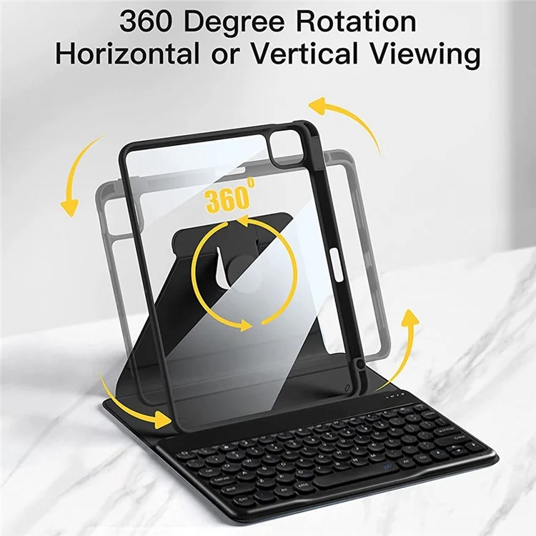 For iPad Air 11 (2025) M3 / (2024) M2 / Air (2020) / (2022) / Pro 11 (2021) / (2020) / (2018) Bluetooth-Compatible Keyboard Stand Case - Black