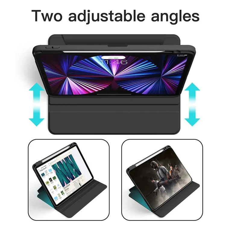 For iPad Air 11 (2025) M3 / (2024) M2 / Air (2020) / (2022) / Pro 11 (2021) / (2020) / (2018) Bluetooth-Compatible Keyboard Stand Case - Black