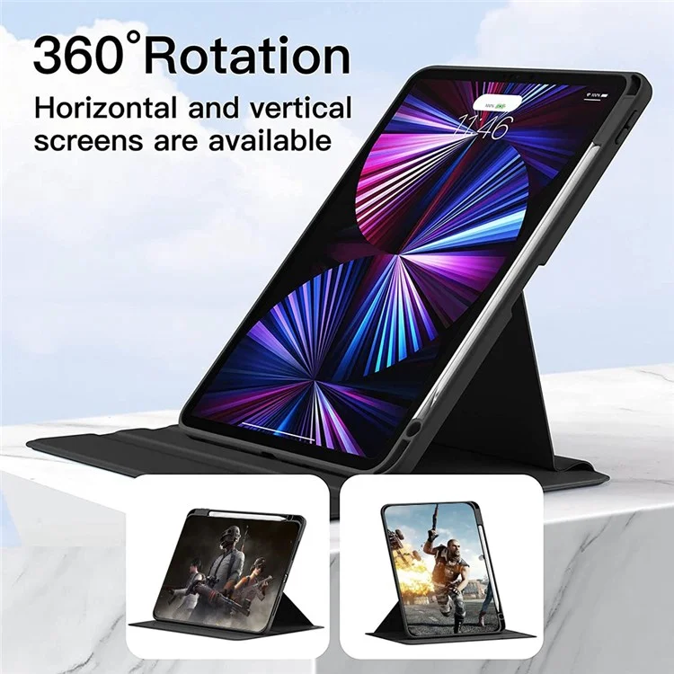 For iPad Air 11 (2025) M3 / (2024) M2 / Air (2020) / (2022) / Pro 11 (2021) / (2020) / (2018) Bluetooth-Compatible Keyboard Stand Case - Black