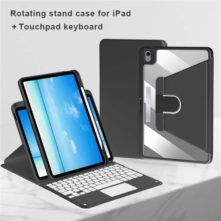 For iPad Air (2020) / (2022) / iPad Pro 11 (2018) / (2020) / (2021) / (2022) Detachable X7 Bluetooth Keyboard Case with TouchPad + Rotating Leather Protective Case - Black