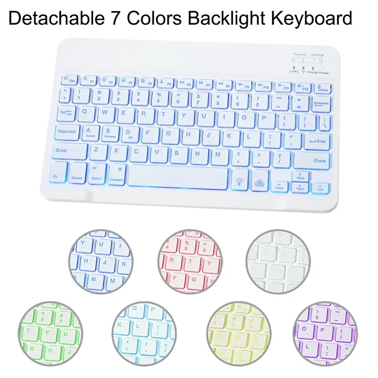 Para IPad 9.7 Pulgadas (2017)/(2018)/Pro 9.7 Pulgadas (2016)/Air 2/Air (2013) Bluetooth Portátil Con Un Caso De Protección Anti-Drop Anti-Drop De Retroiluminación De 7 Colores + Litchi Textura - Oro