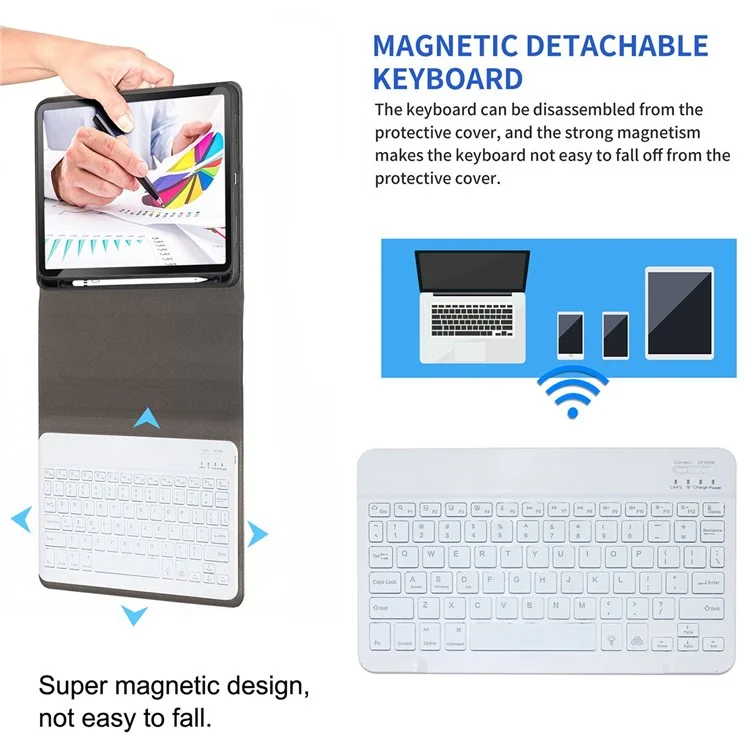 Para IPad 9.7 Pulgadas (2017)/(2018)/Pro 9.7 Pulgadas (2016)/Air 2/Air (2013) Bluetooth Portátil Con Un Caso De Protección Anti-Drop Anti-Drop De Retroiluminación De 7 Colores + Litchi Textura - Oro
