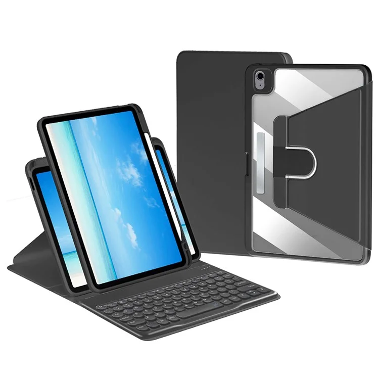 Para iPad Air 11 (2024) / Air (2020) / Air (2022) / iPad Pro 11 (2022) / (2021) / (2020) / (2018) Cubierta de soporte de cuero PU Bluetooth Keyboard - Negro