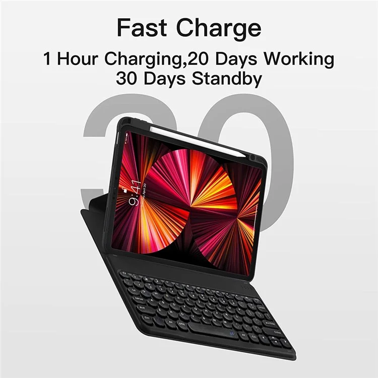 Para iPad Air 11 (2024) / Air (2020) / Air (2022) / iPad Pro 11 (2022) / (2021) / (2020) / (2018) Cubierta de soporte de cuero PU Bluetooth Keyboard - Negro