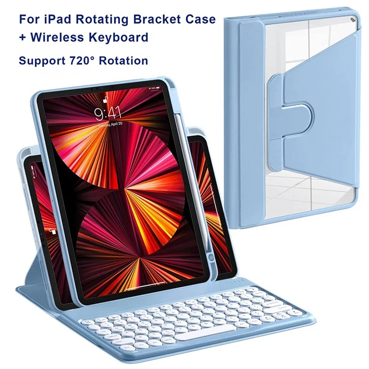 Para IPad Air (2022)/(2020)/iPad Pro 11 Polegadas (2021)/(2020)/(2018) PU Couro De 360 ​​graus De 360 ​​graus Tampa Protetora Com O Teclado X3 - Céu Azul
