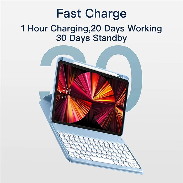 Para IPad Air (2022)/(2020)/iPad Pro 11 Polegadas (2021)/(2020)/(2018) PU Couro De 360 ​​graus De 360 ​​graus Tampa Protetora Com O Teclado X3 - Céu Azul