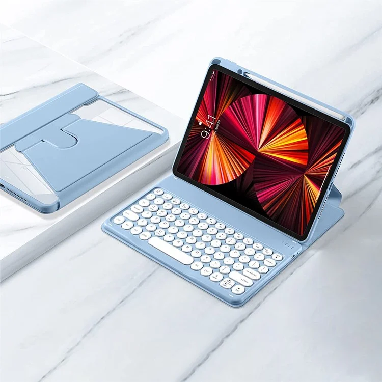 Para IPad Air (2022)/(2020)/iPad Pro 11 Polegadas (2021)/(2020)/(2018) PU Couro De 360 ​​graus De 360 ​​graus Tampa Protetora Com O Teclado X3 - Céu Azul