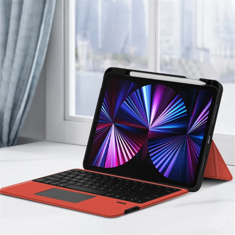 JIUYU for iPad Pro 11-inch (2020)  /  (2021) Leather Case + Bluetooth-compatible Keyboard with Backlight Trackpad - Orange