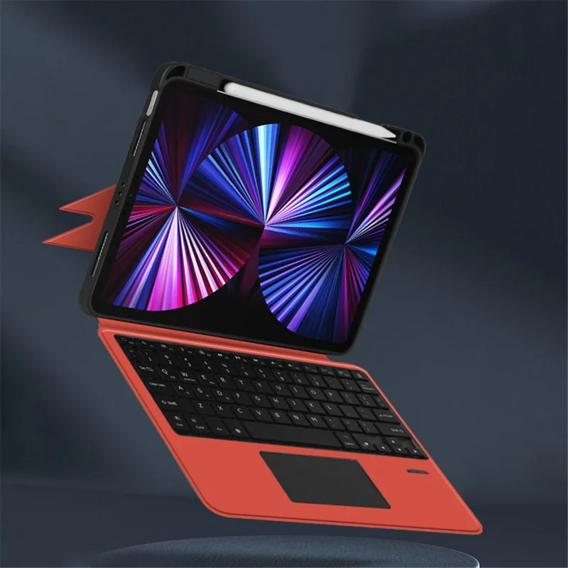 JIUYU for iPad Pro 11-inch (2020)  /  (2021) Leather Case + Bluetooth-compatible Keyboard with Backlight Trackpad - Orange