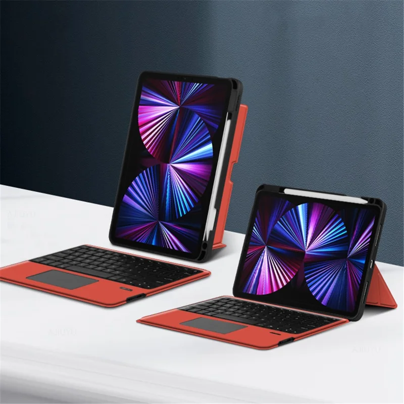 JIUYU for iPad Pro 11-inch (2020)  /  (2021) Leather Case + Bluetooth-compatible Keyboard with Backlight Trackpad - Orange