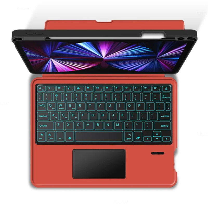 JIUYU for iPad Pro 11-inch (2020)  /  (2021) Leather Case + Bluetooth-compatible Keyboard with Backlight Trackpad - Orange