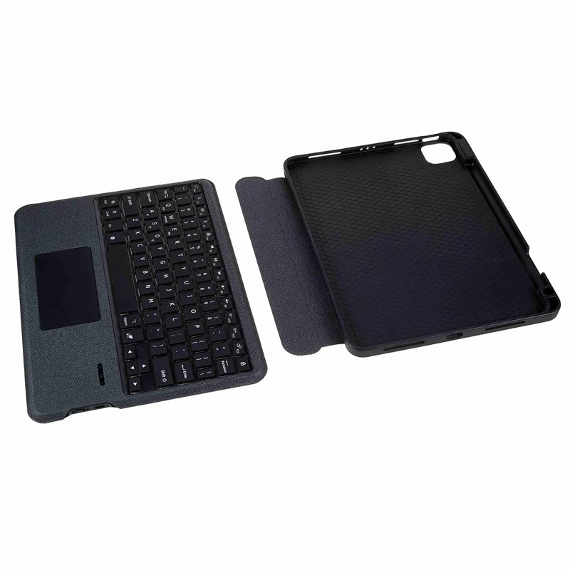 JIUYU for iPad Pro 12.9-inch (2020) / (2021) Leather Case + Bluetooth-Compatible Keyboard with Backlight Trackpad - Black