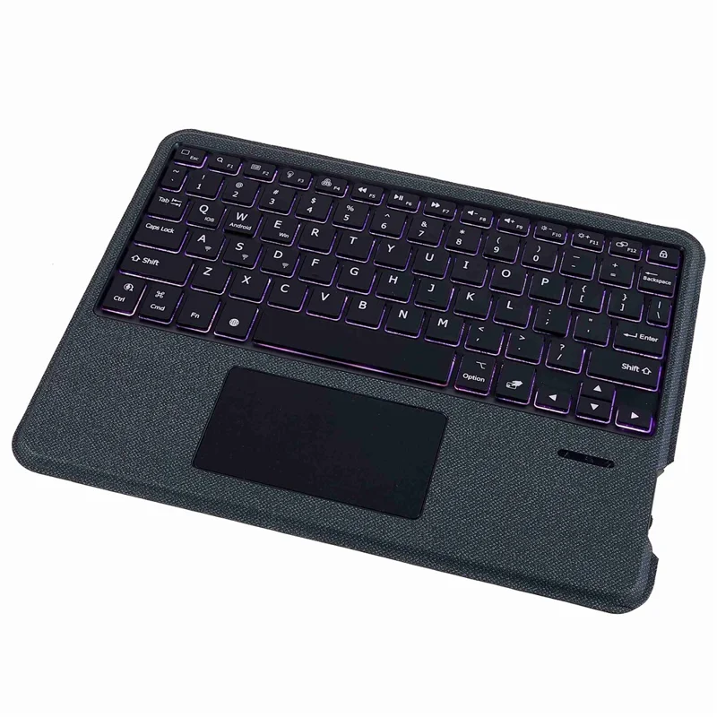 JIUYU for iPad Pro 12.9-inch (2020) / (2021) Leather Case + Bluetooth-Compatible Keyboard with Backlight Trackpad - Black