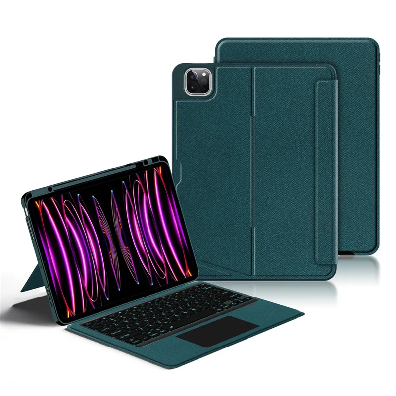 JIUYU For iPad Pro 12.9 (2021) / (2020) Leather Case + Bluetooth-compatible Keyboard with Backlight Trackpad - Green