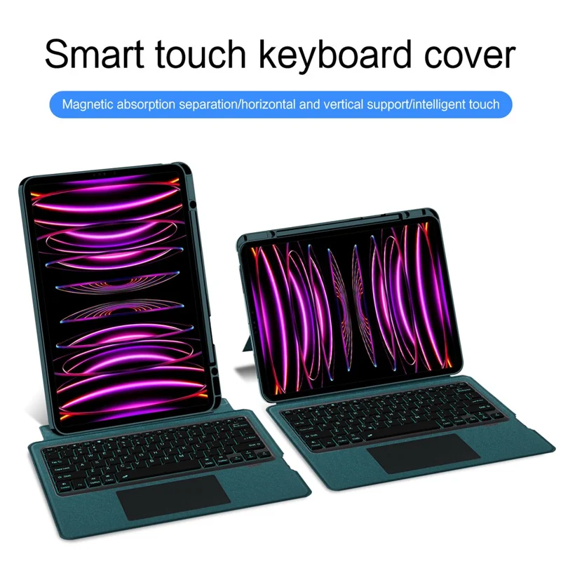 JIUYU For iPad Pro 12.9 (2021) / (2020) Leather Case + Bluetooth-compatible Keyboard with Backlight Trackpad - Green