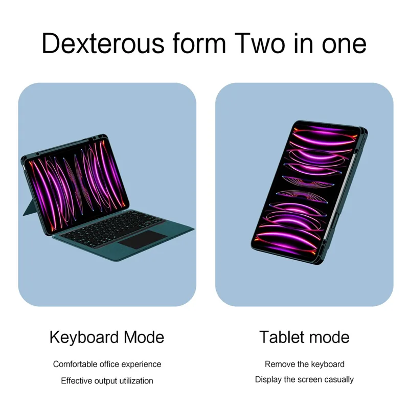 JIUYU For iPad Pro 12.9 (2021) / (2020) Leather Case + Bluetooth-compatible Keyboard with Backlight Trackpad - Green