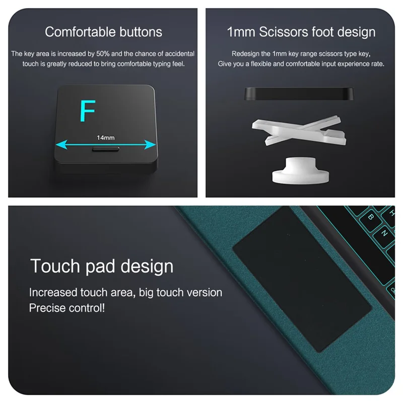 JIUYU For iPad Pro 12.9 (2021) / (2020) Leather Case + Bluetooth-compatible Keyboard with Backlight Trackpad - Green