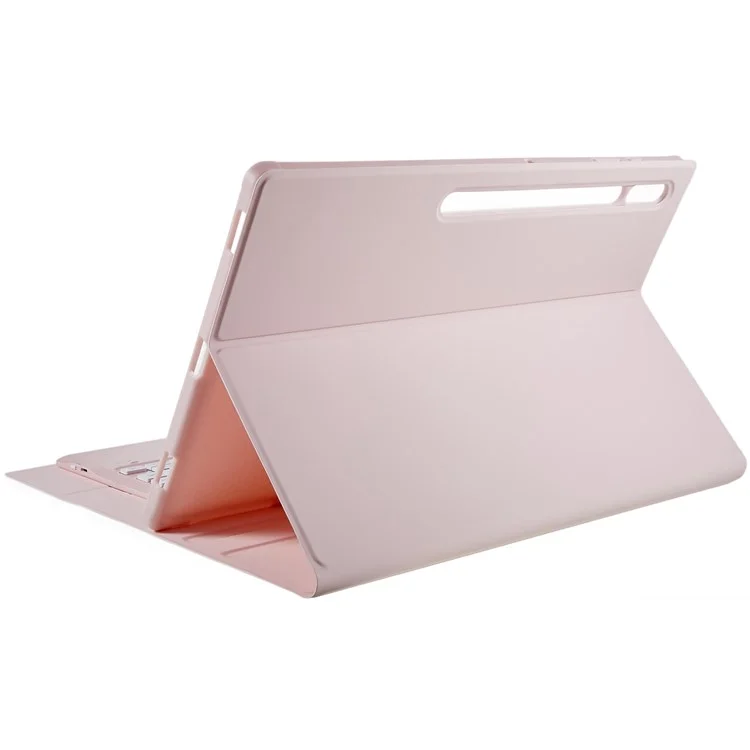 T900B Clavier Bluetooth Étui en cuir amovible pour Samsung Galaxy Tab S10 Ultra / S9 Ultra / S8 Ultra - Rose / Rose + Blanc