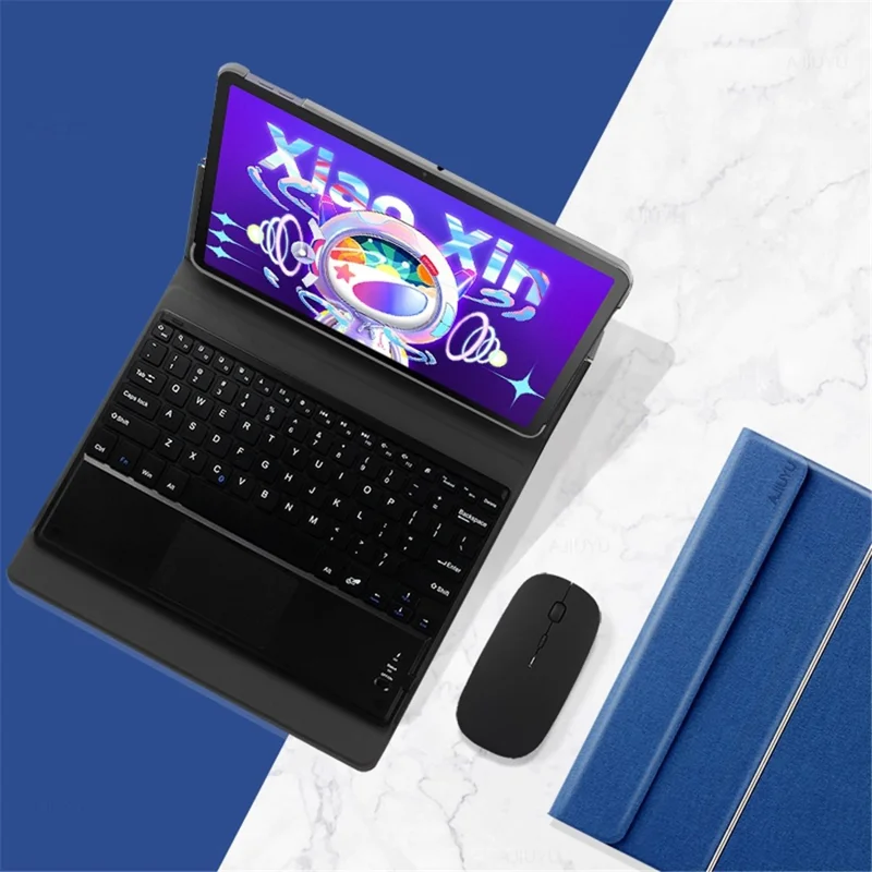 JIUYU for Lenovo Tab M10 Plus (3rd Gen) / Xiaoxin Pad 2022 10.6 inch Detachable Bluetooth-Compatible Keyboard Leather Case - Black