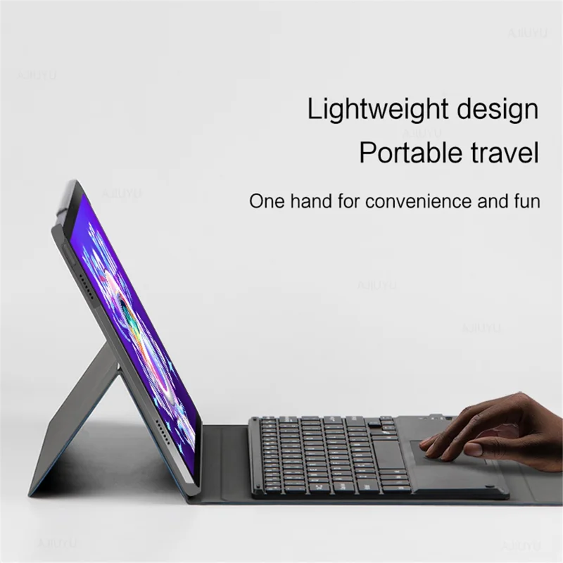 JIUYU for Lenovo Tab M10 Plus (3rd Gen) / Xiaoxin Pad 2022 10.6 inch Detachable Bluetooth-Compatible Keyboard Leather Case - Black