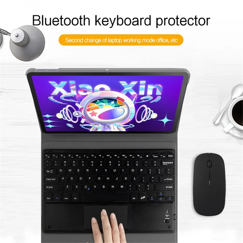 JIUYU for Lenovo Tab M10 Plus (3rd Gen) / Xiaoxin Pad 2022 10.6 inch Detachable Bluetooth-Compatible Keyboard Leather Case - Black