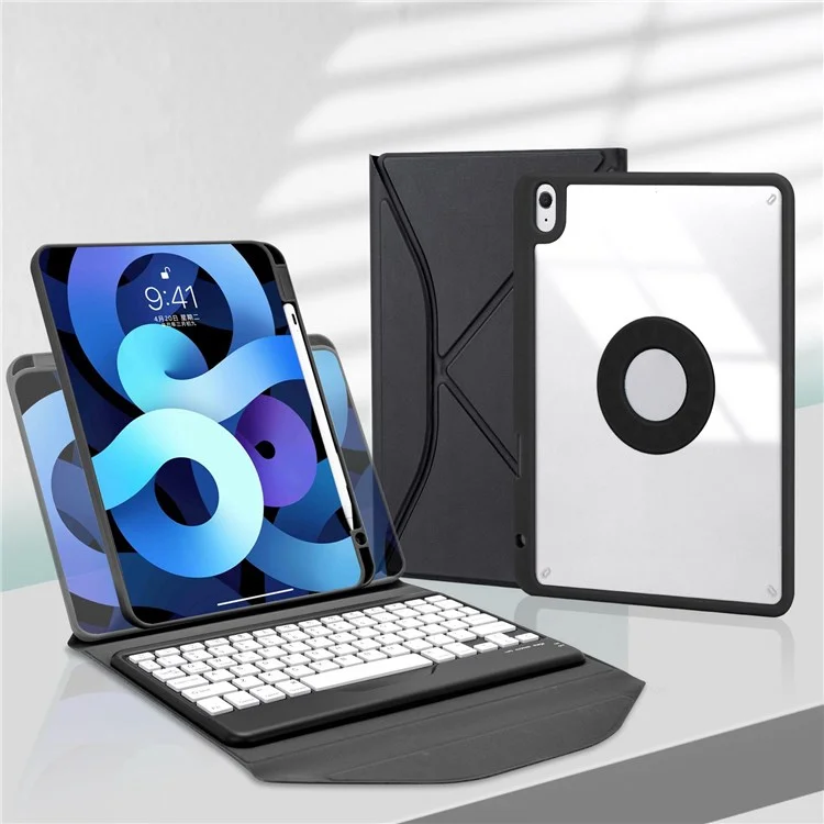 Z098B pour iPad Air (2022) / (2020) Étui en cuir avec support pliant, clavier Bluetooth et emplacement pour stylo - Noir