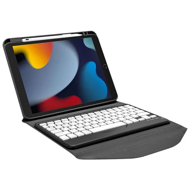 Étui clavier Bluetooth Z102B pour iPad 10,2" (2021) / (2020) / (2019) avec support pliant, en cuir et emplacement pour stylo - Noir