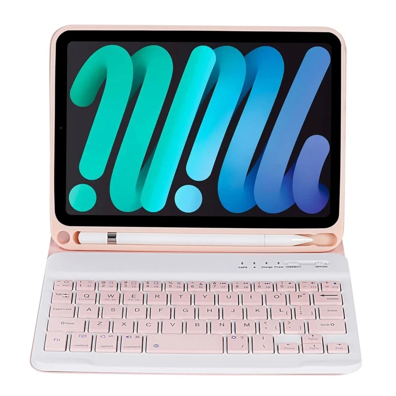 C06B For iPad mini (2024) / mini (2021) Bluetooth-compatible Keyboard Leather Stand Case with Pen Slot - Pink