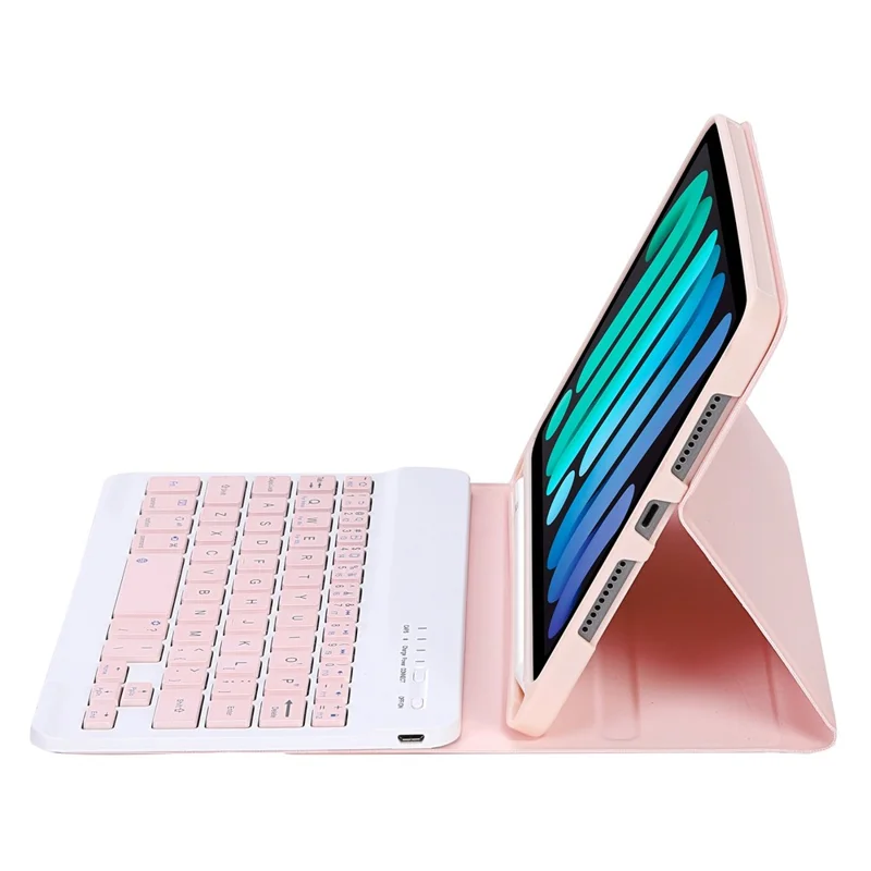 C06B For iPad mini (2024) / mini (2021) Bluetooth-compatible Keyboard Leather Stand Case with Pen Slot - Pink