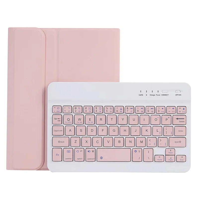 C06B For iPad mini (2024) / mini (2021) Bluetooth-compatible Keyboard Leather Stand Case with Pen Slot - Pink