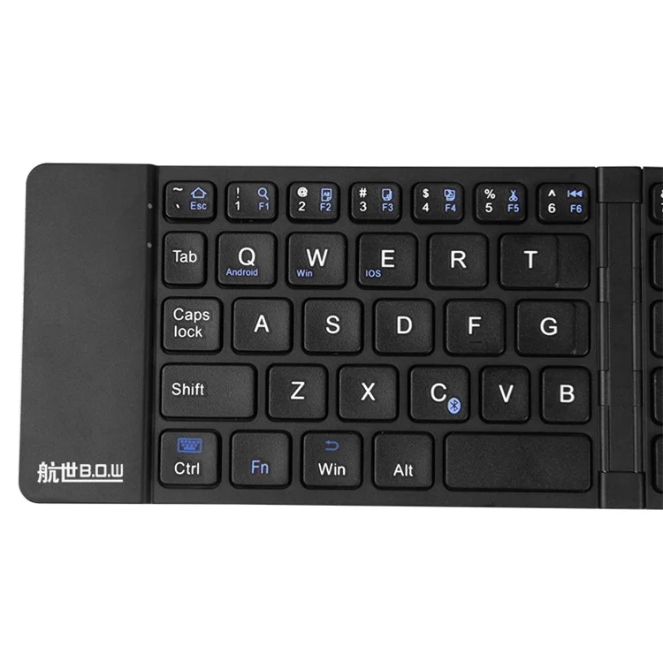 BOW Foldable Auto Sleep / Wake up Bluetooth Keyboard Support iOS, Android, Windows OS (HB022A) - Black