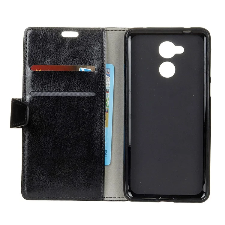 Crazy Horse Wallet Leather Stand Case for BQ V Plus - Black