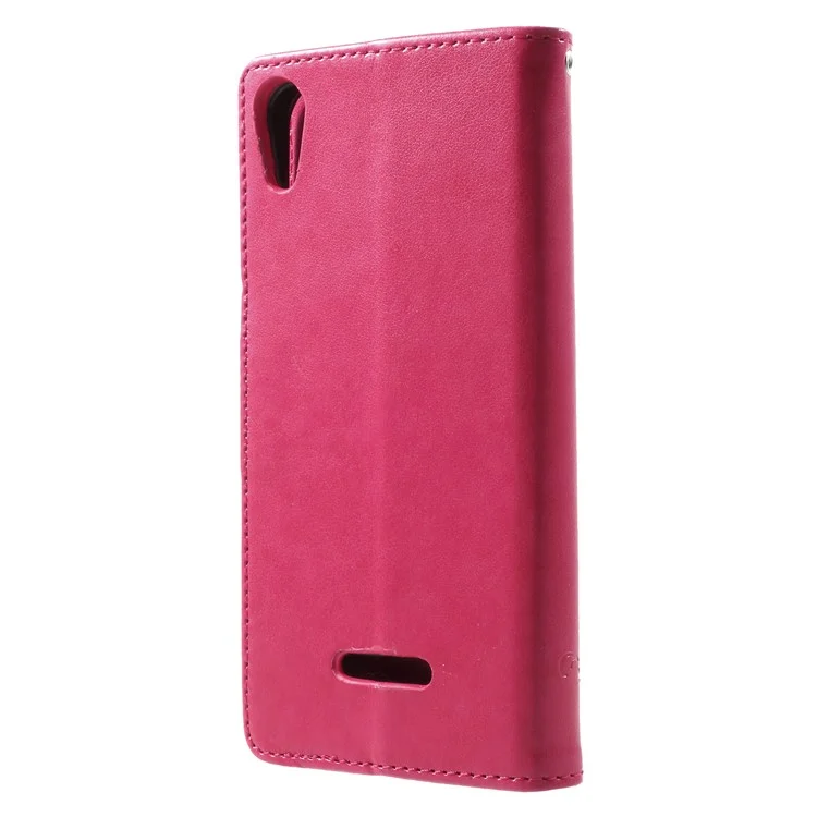 Imprint Butterfly Flower Leather Wallet Phone Case for Wiko Lenny 4 - Rose