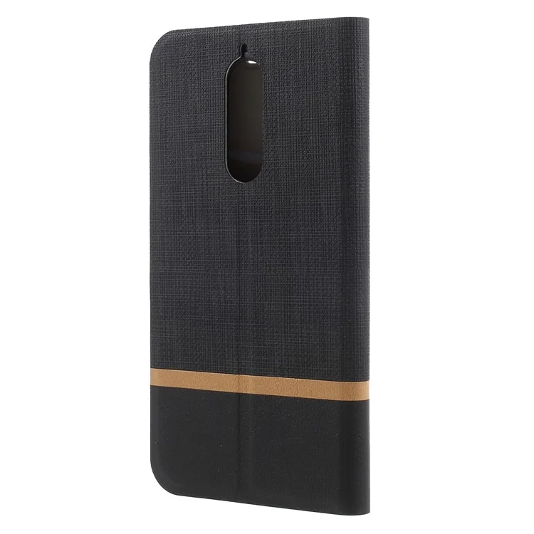 Cross Texture Contrast Color Steel Sheet Leather Card Holder Case for Wiko View XL - Black