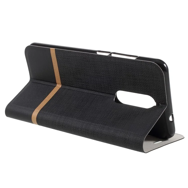 Cross Texture Contrast Color Steel Sheet Leather Card Holder Case for Wiko View XL - Black