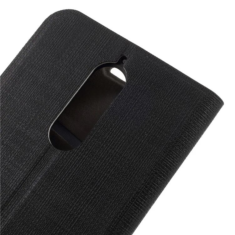 Cross Texture Contrast Color Steel Sheet Leather Card Holder Case for Wiko View XL - Black