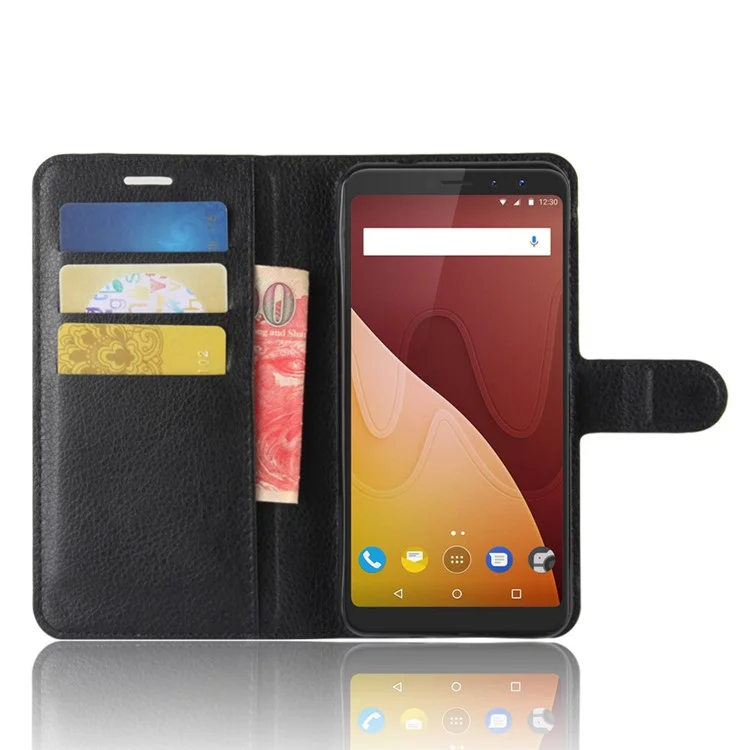 Litchi Texture Wallet Stand Leather Case for Wiko View Prime - Black